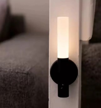 Lámpara De Pared Led Magnética Tipo Antorcha Con Sensor Recargable Luz Cálida - Modv-001D- Black Negro