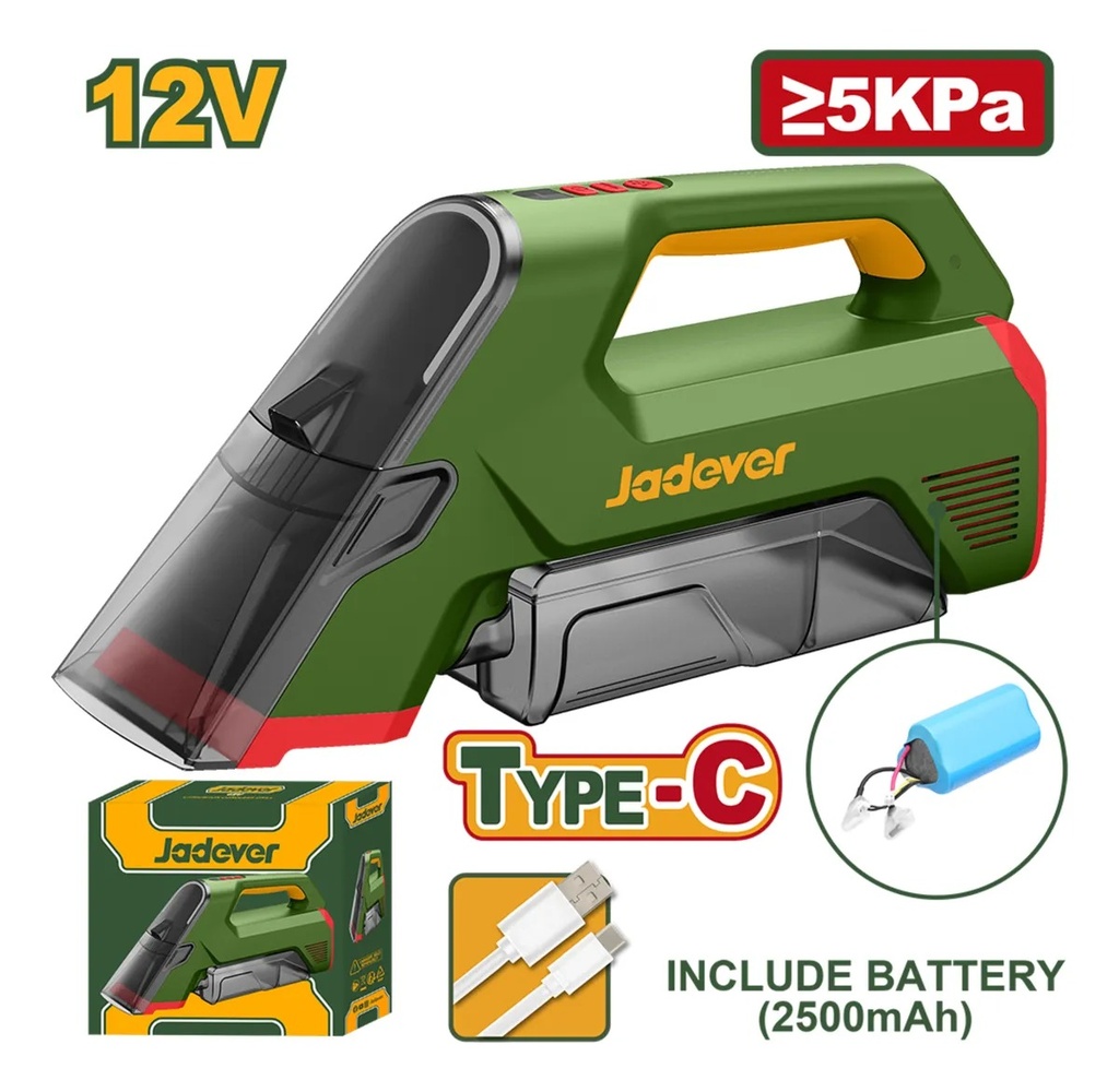 Jadever Aspiradora Lava Tapizados Portatil Recargable Con Luz Led 12V - Jdvr7551