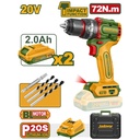 Jadever Taladro Atornillador Brushless Con Impacto 20V 72 Nm 2 Velocidades (Incluye Brocas, Baterías y Cargador) - Jdcdp7281-4