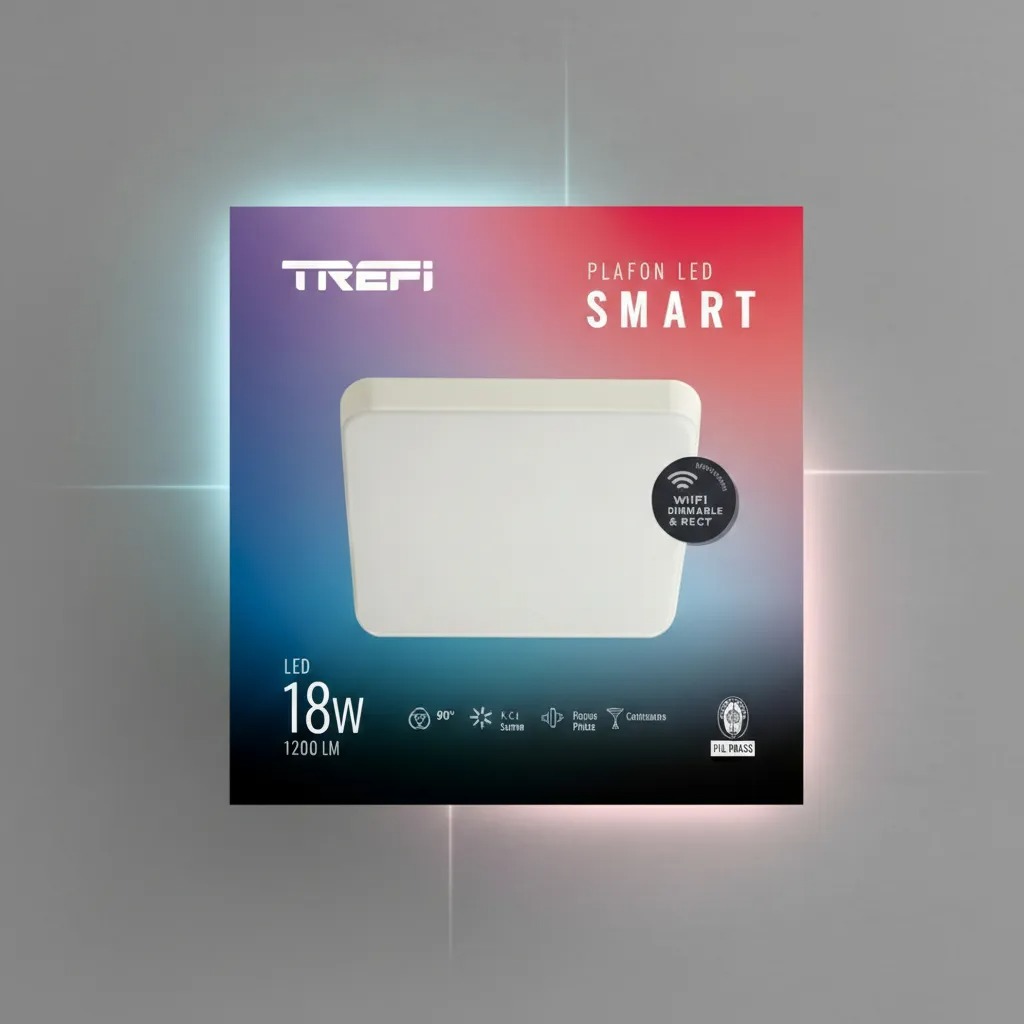 Trefi Plafon Led Smart Cuadrado Luz Rgb + Blancos 18W 1260Lm Compatible Con Alexa/Google/Smart Life 