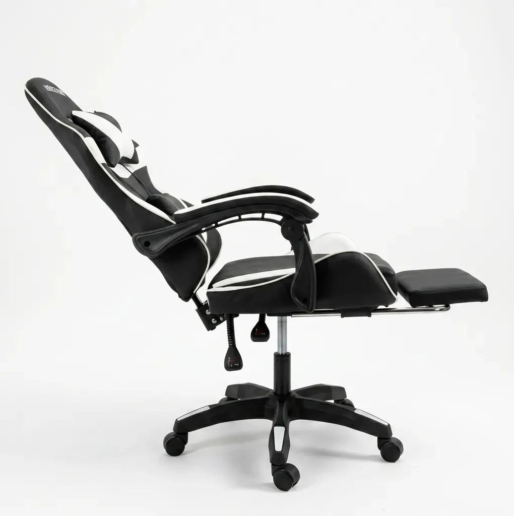 Silla gamer novohome con apoya pies black and white gc1003