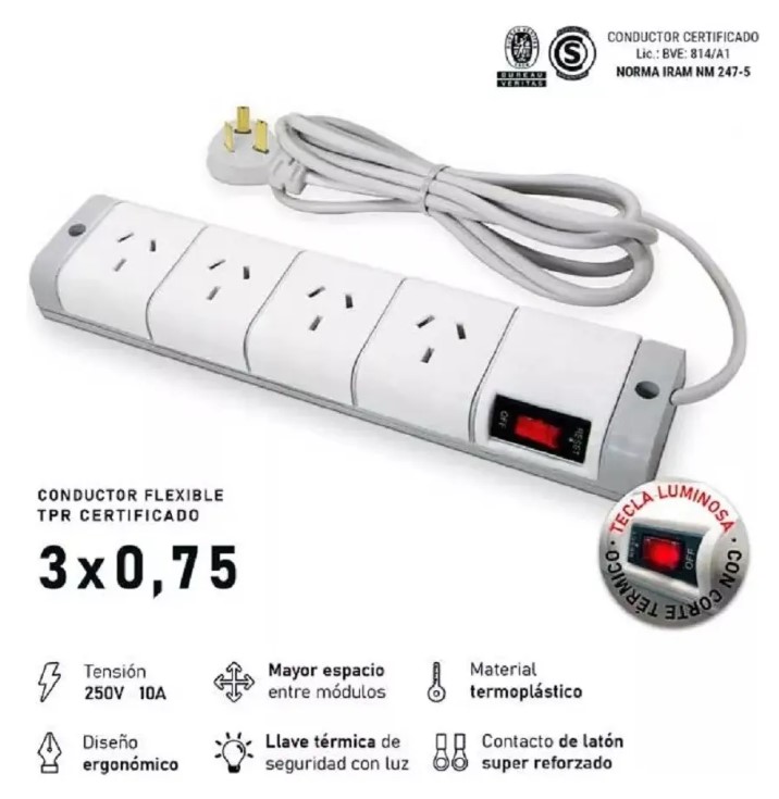 Trefi Zapatilla binorma 4 tomas cable 1.5 mt