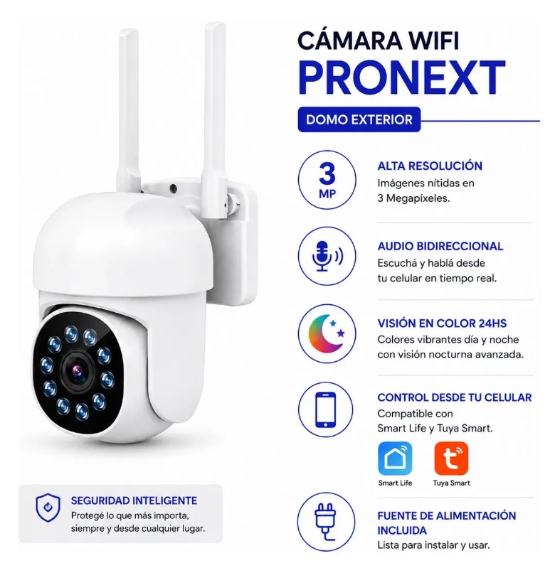 Pronext Camara IP Domo SmartLife Audio Movimiento Exterior 3mpx