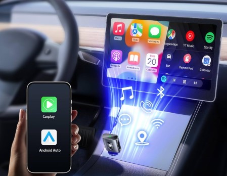 CARPLAY ANDROID AUTO MINI WIFI 6 DUAL BAND 2.4GHZ 5GHZ AX1800 BLUETOOTH 5.4 - REVISE COMPATIBILIDAD CON SU STEREO - REQUIERE COMPATIBILIDAD NATIVA CON CARPLAY O ANDROID AUTO POR CABLE
