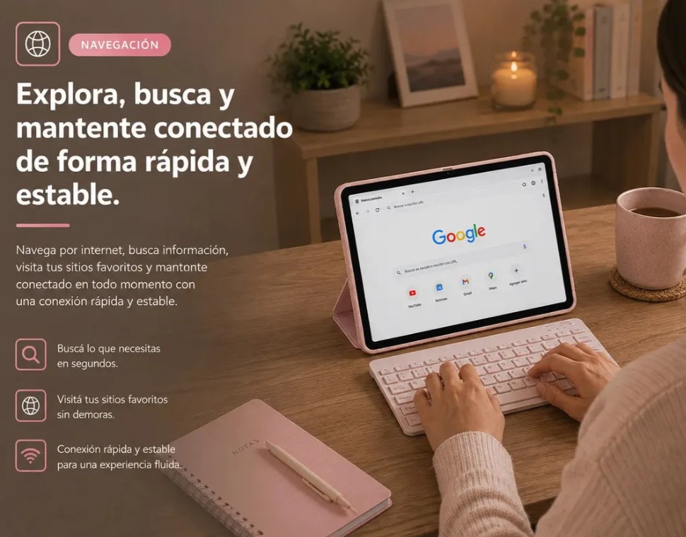 Tablet Iweggo 10”Android 15- Hasta 18Gb Ram (6 Gb Ram Expandibles ) 128Gb Tecladofunda Mouse Pink Rosa (X003X1Eojr) (copia)