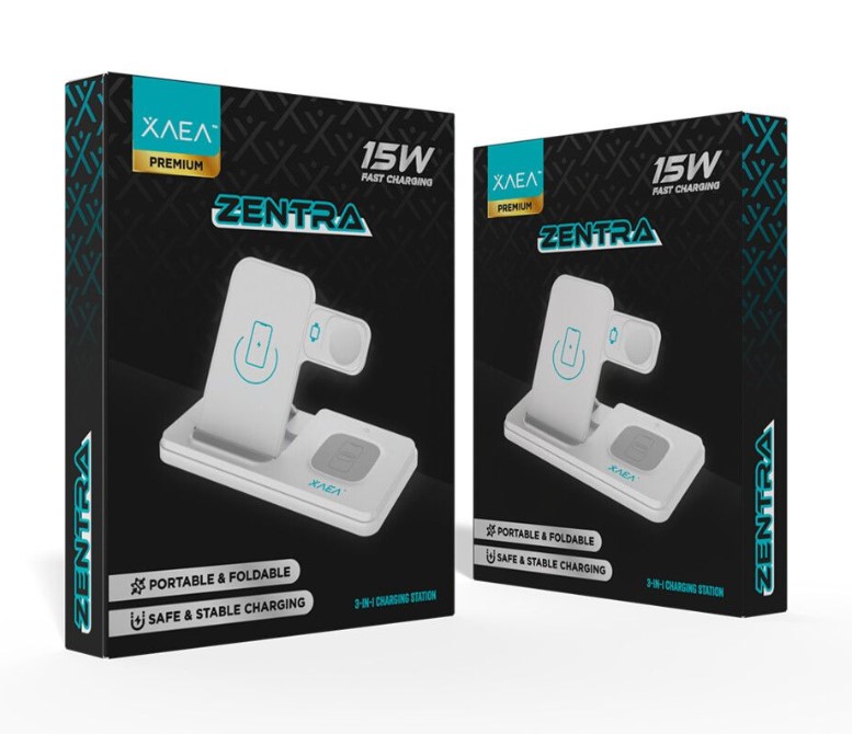 xaea ESTACION DE CARGA INALAMBRICA 3 EN 1 ZENTRA-HT514 MODX-000H – NEGRO