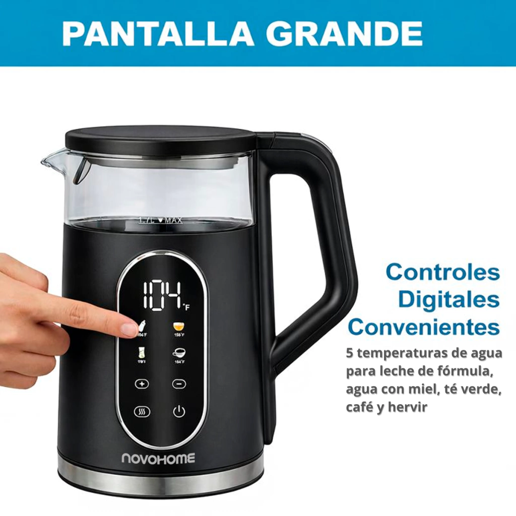 Novohome Pava electrica Digital Negra 1850W 1.7lts NH-EKD08