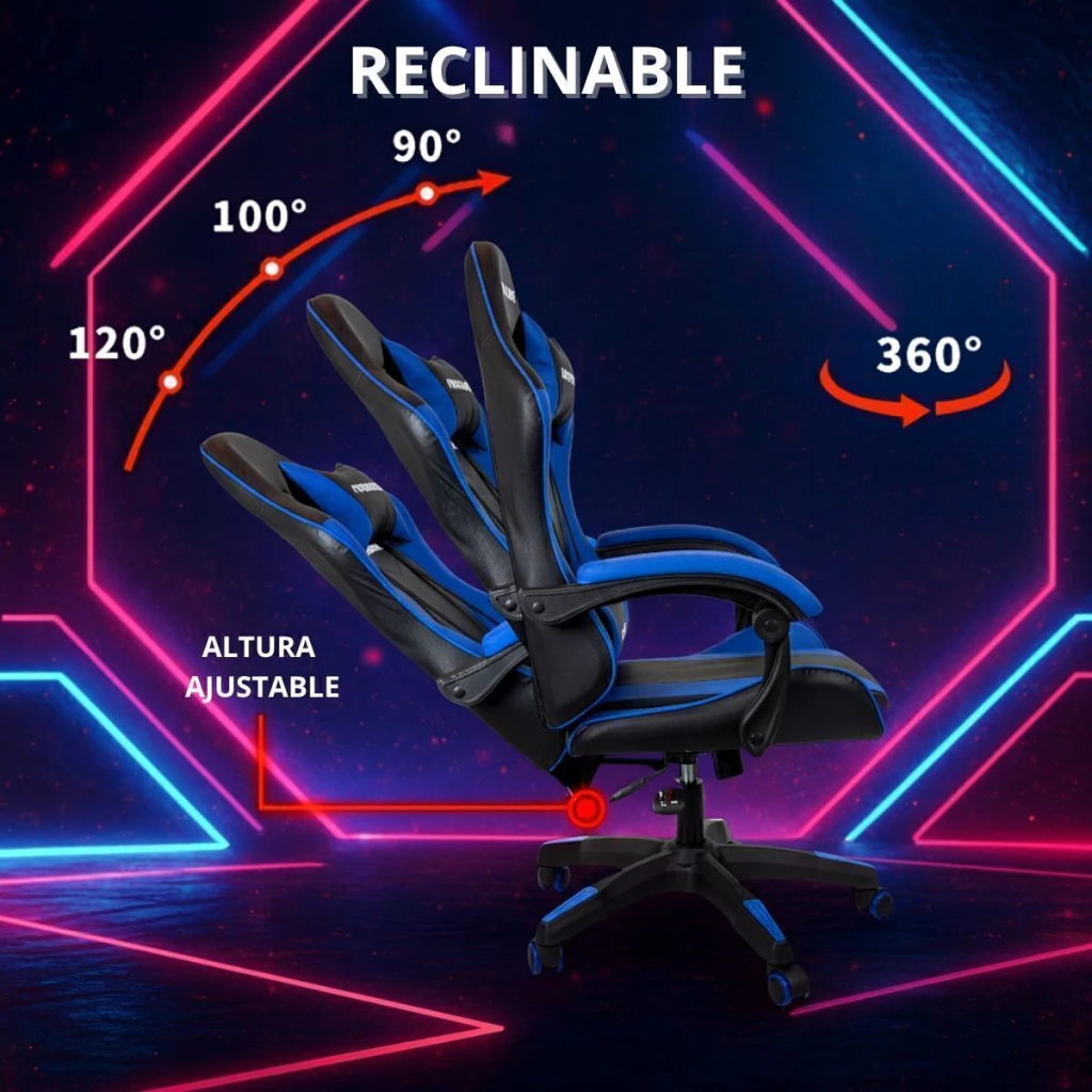 Silla Gamer Novohome Con Apoya Pies Negra y roja Gc1000