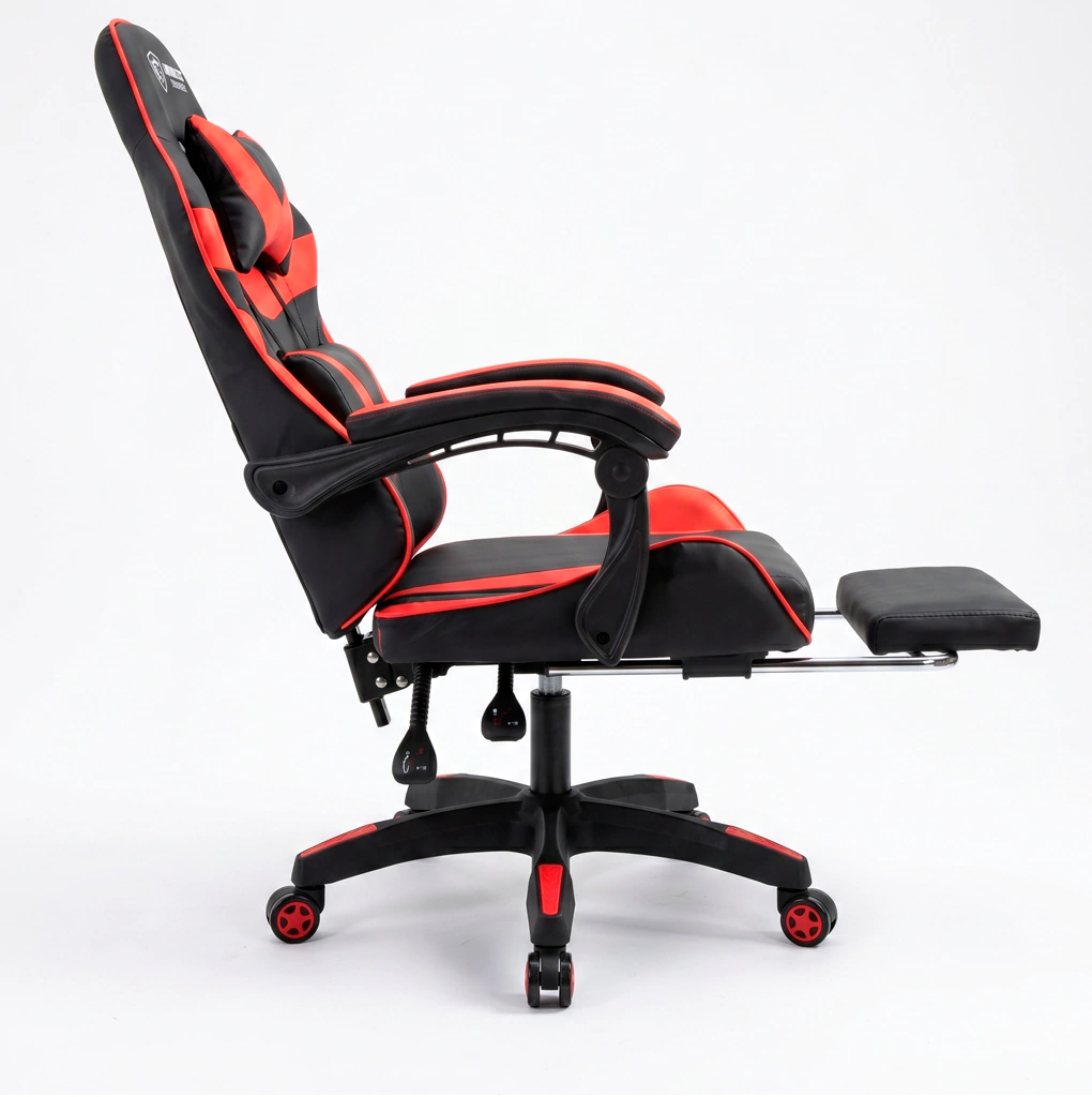 Silla Gamer Novohome Con Apoya Pies Negra y roja Gc1000