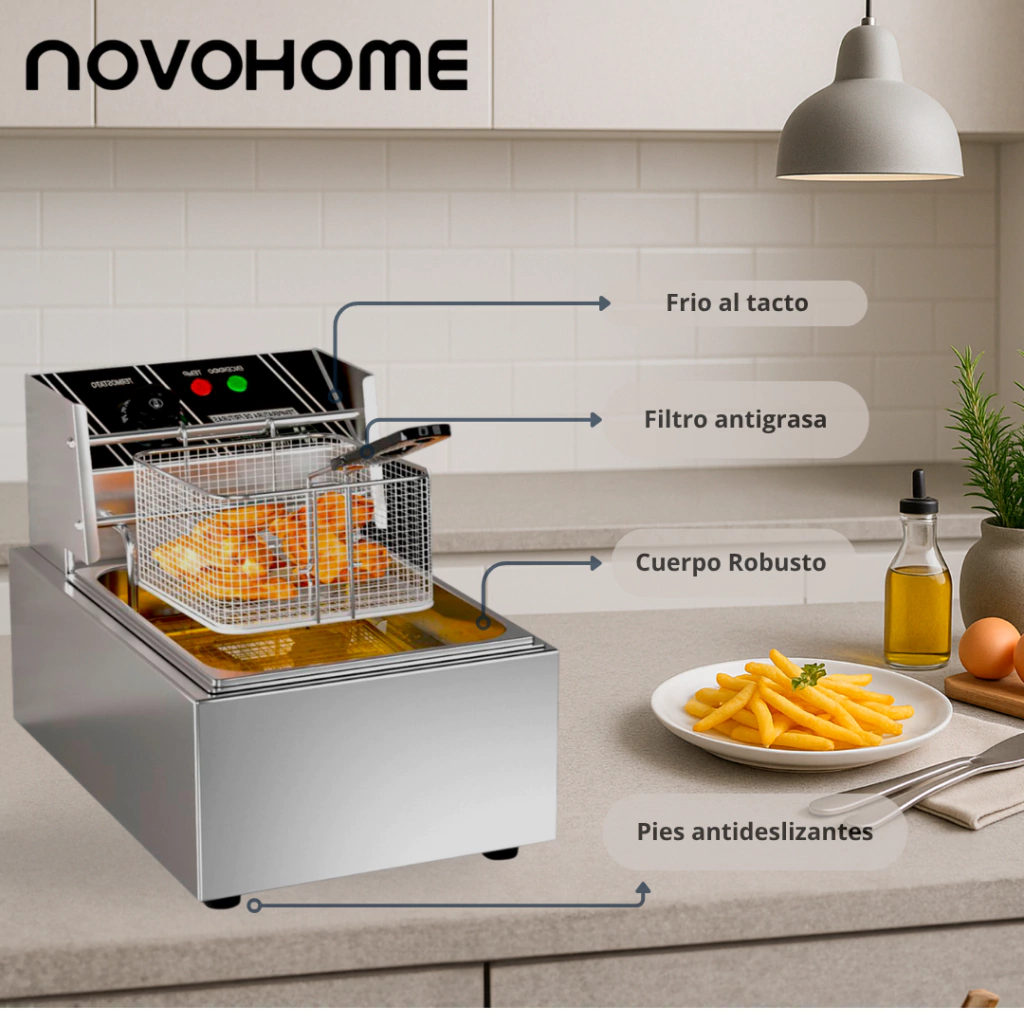 Novohome Freidora de aceite 10LTS simple 2500w nh-fac1000