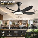 Novohome  NH-VTR1001 Ventilador de techo 5 aspas con control remoto luz led 35w Diametro 42" Con 6 vel. varios colores
