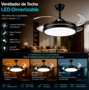 Novohome NH-vtr200 Ventilador De Techo C/Luz Led y Aspas Retractiles Negro