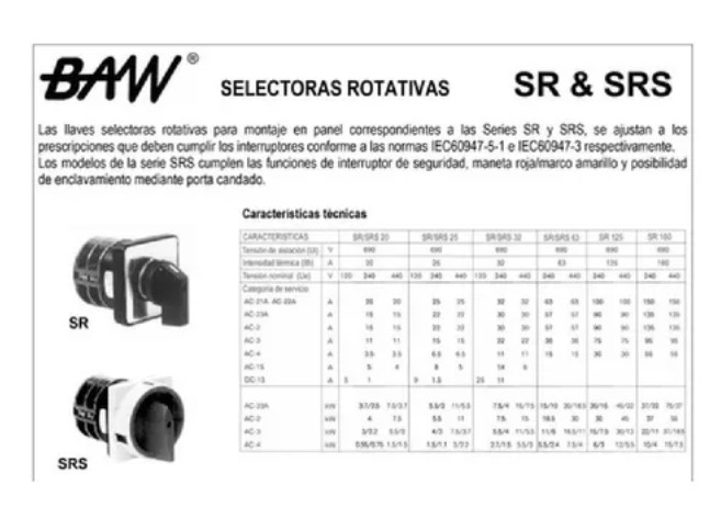 BAW SR32/013 INTERRUPTOR ROTATIVO