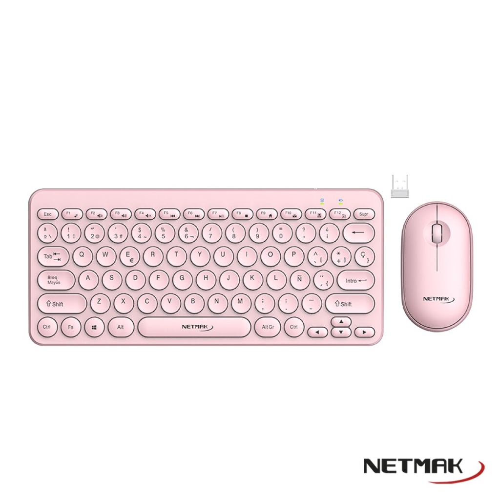 Netmak Nm-Kb850-P Kit Mouse + Teclado Inalambrico Rosa