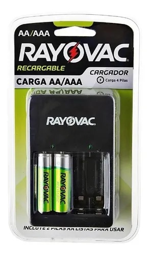 Rayovac Cargador Pilas Recargables Ps132  Incluye 2 Pilas Aa 4 Slots (Sirve Aa/Aaa) 