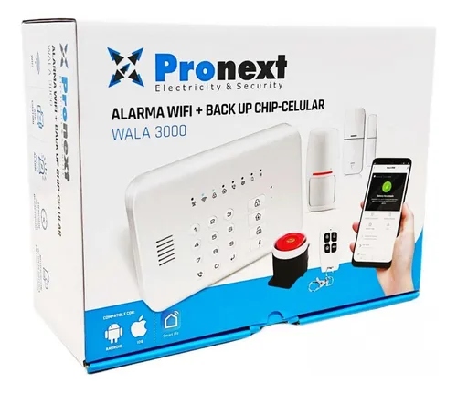 Pronext Kit Alarma Smart Wifi + Chip Gsm Wala 3000 Wifi (Pilas No Incluidas 1X2032 1Xa23 1X9V)