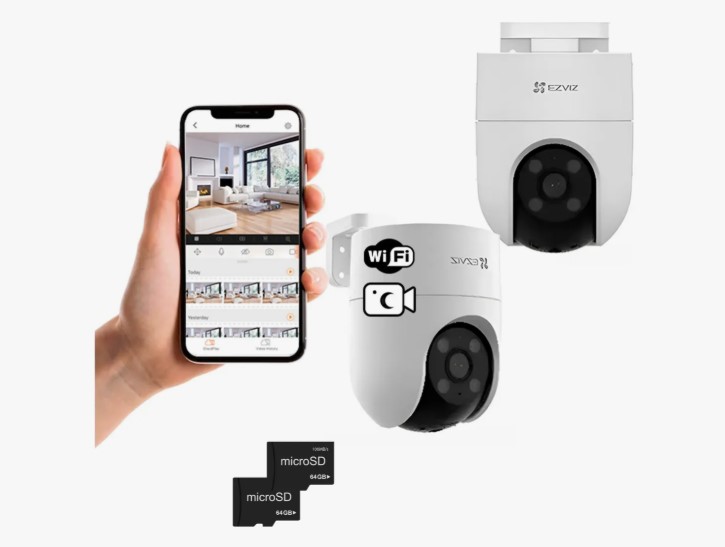 Combo X 2 - Cámara Ezviz H8C Full Hd 3 Mpx Color Vu I.A + Micro Sd 64Gb