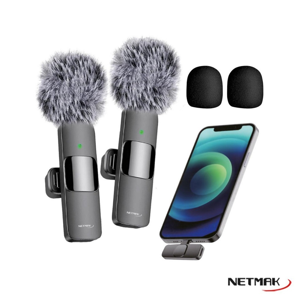 Netmak Nm-Mc12 Micrófonos X2 Inalámbricos Corbateros