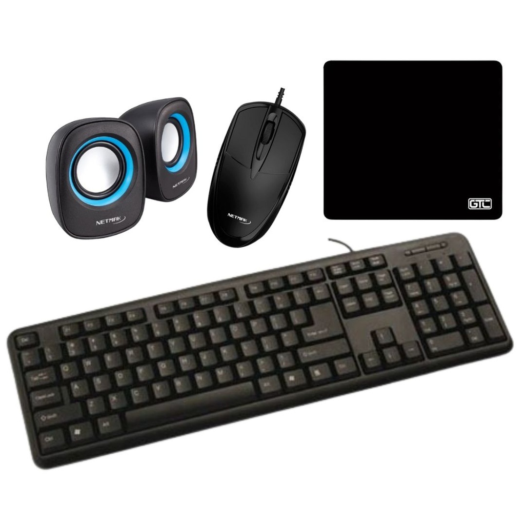 Combo Oficina! Teclado + Mouse + Pad + Parlantes 