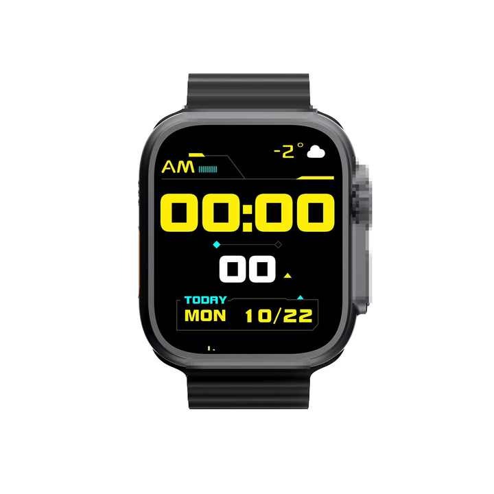 Smartwatch Fu16 Ultra 3 Plateado Malla Negra Llamadas Ritmo Cardíaco Modos Deportivo