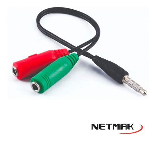 NETMAK NM-C92 ADAPTADOR DE AUDIO AURICULAR Y MICROFONO 3.5 MM AURICULAR PC A PS4NETMAK NM-C92 ADAPTADOR DE AUDIO AURICULAR Y MIC