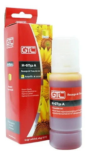 Gtc Tinta Alternativa Hp Gt52A Amarillo Sistema Continuo 100Ml Hp 5810 Y 5820 