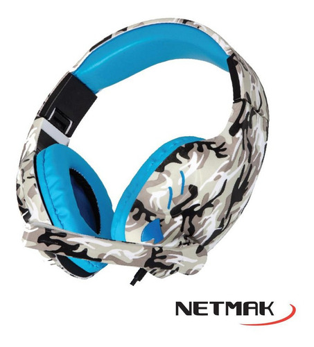 NETMAK NM-COUNTER AURICULAR GAMER CAMUFLADO PLUG 3.5 MM PS4 BLUE AZUL