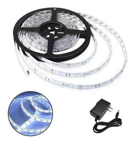 Combo Tira Led Generica 5050 Interior Frío 5Mts + Fuente Alimentación 12V 2A 