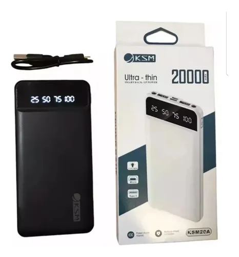 Kosmo Power Bank 20000 Mah Tipo C Micro Usb  2 Usb Con Display  Ksm20A