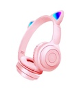 Xaea Cat Auricular Orejas Gatito Bluetooth Wireless Modx-708 Fm Aux Tf Rosa/Violeta
