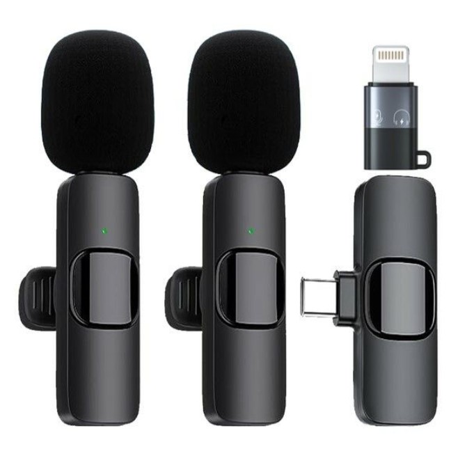 Microfono K9 Clip Inalambrico Doble - Conector Tipo C O Lightning Iphone Mods-891