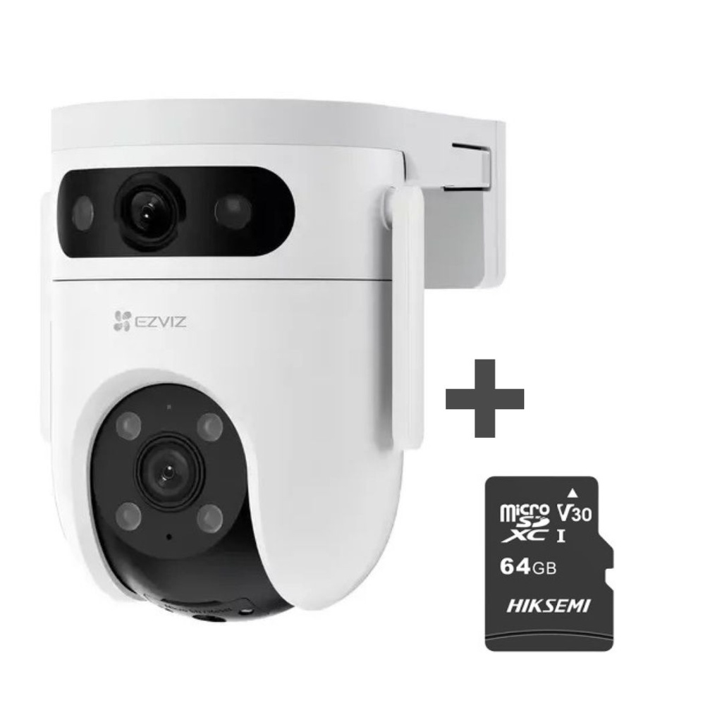 Combo Cámara Ezviz Cs-H9C 2K Dual Color Vu Audio Wifi Exterior + Micro Sd 64Gb 