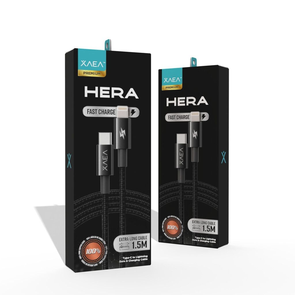 Xaea Hera Cable Tipo C A Lightning Iphone Reforzado Mallado 1.5Mts Carga Rapida