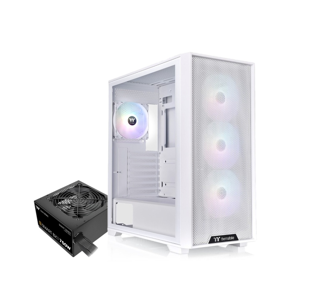 Thermaltake Gabinete Tt H390 Mid-Tower Tg Fan Argb X4 White C/Fuente 750W 80 Plus Bronze 