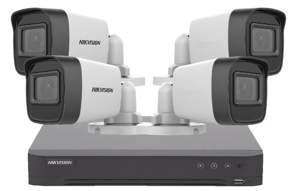 Combo Hikvision Dvr 4 Canales + 4 Bullet Camaras Full Hd