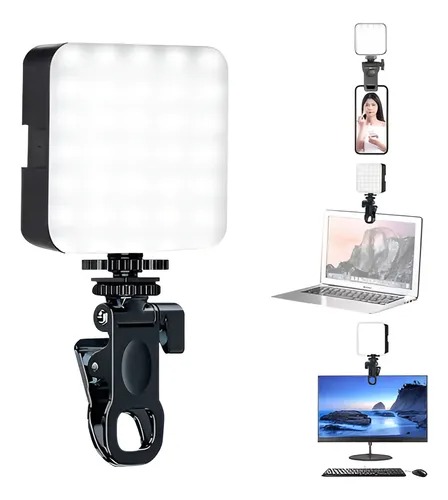 Soporte Para Celular Luz Led Portatil Con Clip Luz Fría (Pila Aaa X3 No Incluidas)
