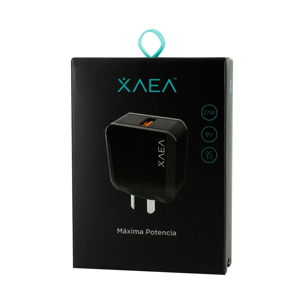 Xaea Mod10 Cargador Celular 220V 5V 9V 27W - Carga Rapida 1 Usb 3.0 + Cable Tipo C