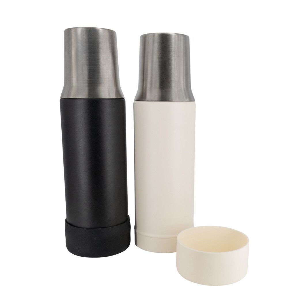 Termo Mate 1 Litro Acero Antideslizante Color Blanco O Negro con Tapa Mate