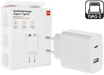 Xiaomi Cargador 220V 5V-20V Usb + Tipo C H 33W Carga Rápida  Sin Cable - En Caja Original