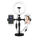 Aro De Luz Led 26Cm Selfie Con Base Regulable + 2 Pinzas Celulares 3 Intensidades Usb 