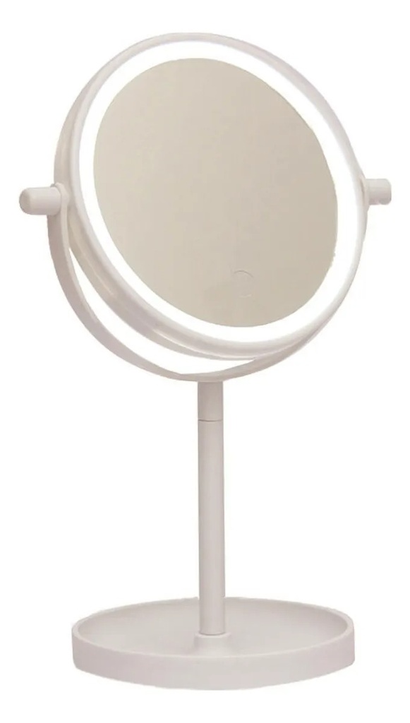 Espejo Táctil Led Con Base Y Rotación 180° Color Negro (4X Aaa No Incluidas)
