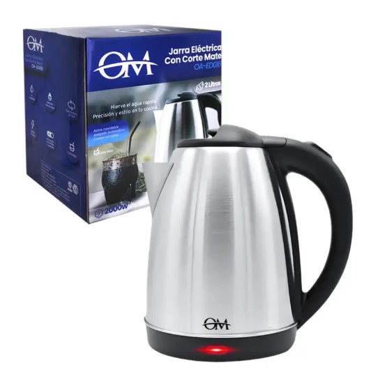 Om Pava Electrica Con Corte Mate O Cafe Te Acero Inox. 2Lts