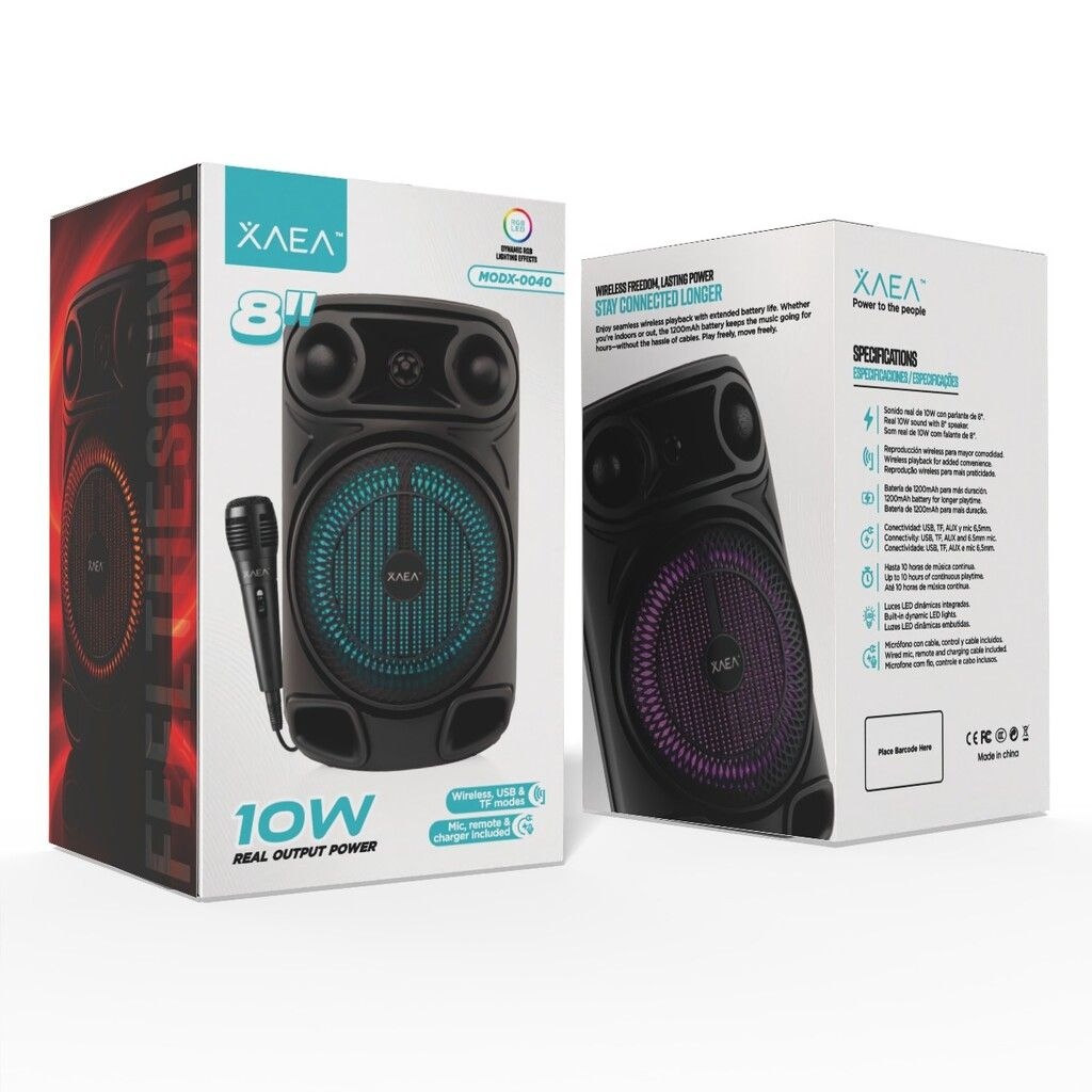 Xaea Parlante 8" X-1810 Modx-0040 Karaoke Bluetooth 10W Tf Usb Aux Microfono Control