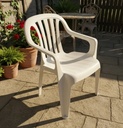 Silla King Blanca Alta Con Apoya Brazos Pvc Apilable Reforzada 180Kg - (X Mayor $23.000 + Iva C/U)