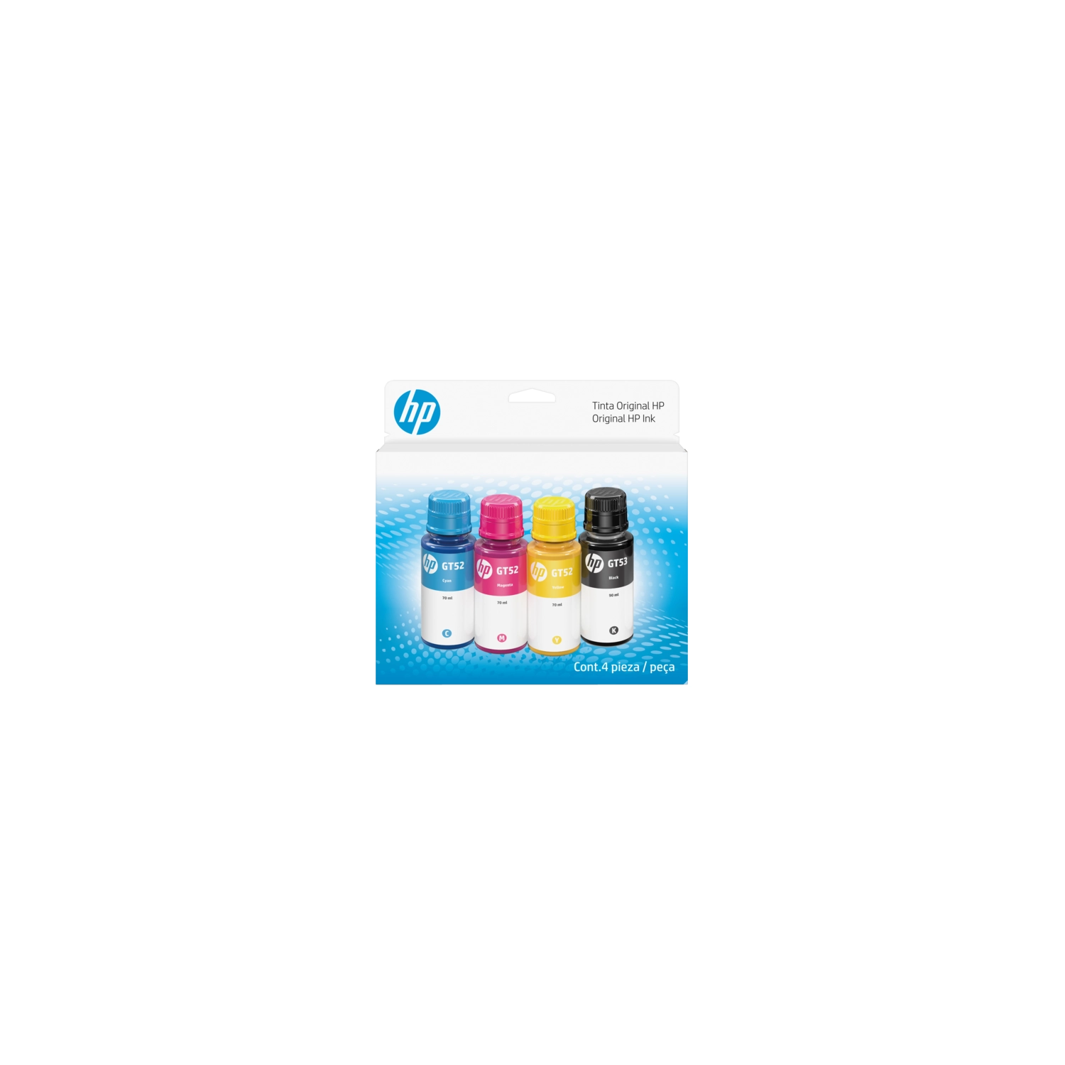 Botella De Tinta Hp Gt53/Gt52 Negra Cian Magenta Amarilla Pack De 4