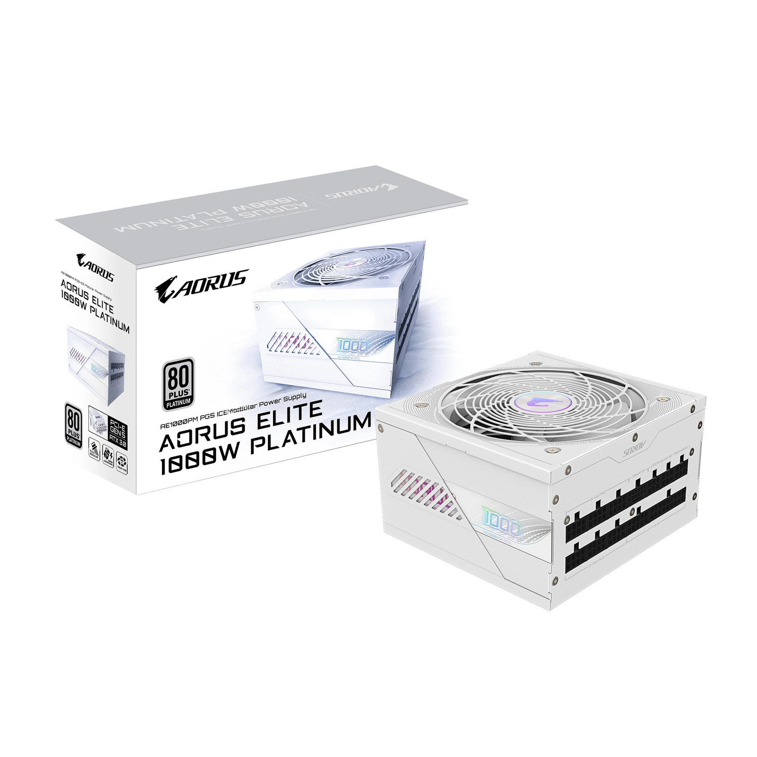 Fuente Aorus Elite P1000W 80  Platinum Modular Pcie 5.0 Pg5 Ice