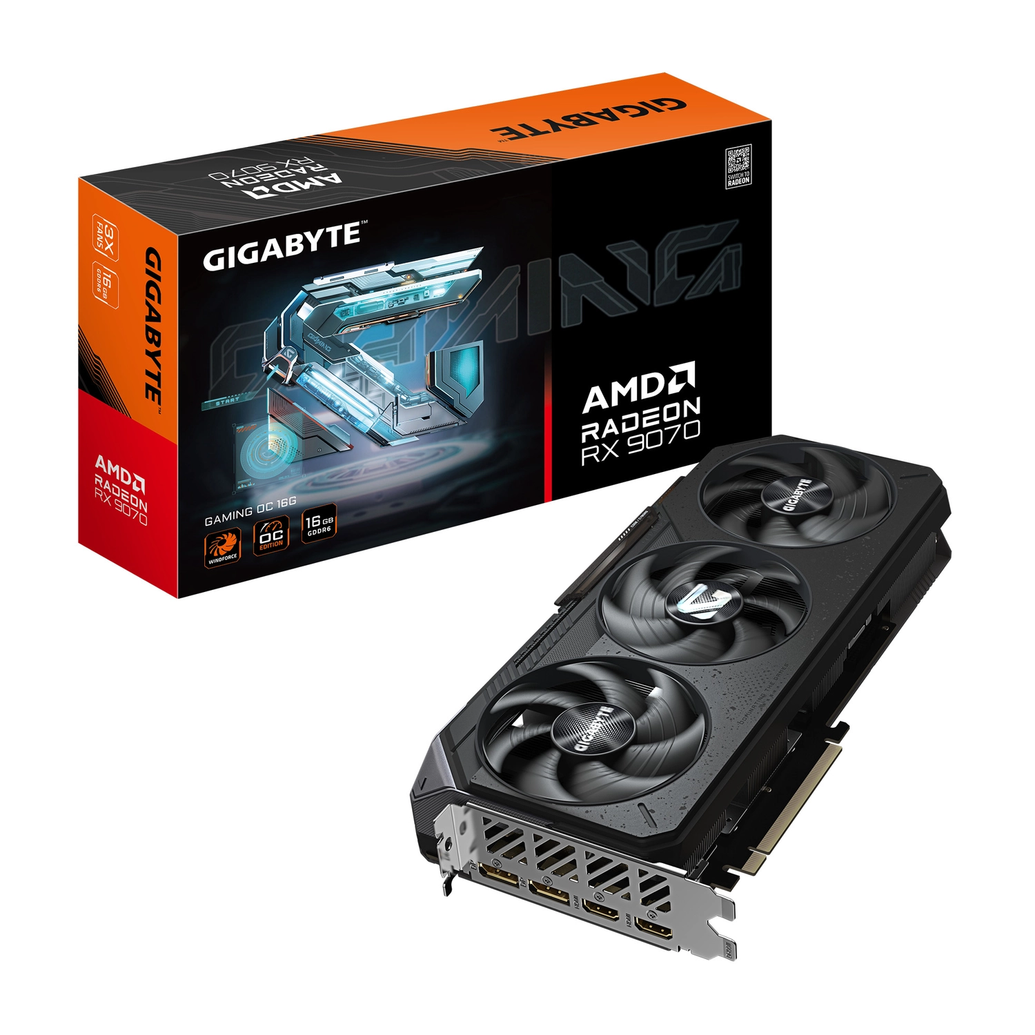Placa de Video GIGABYTE AMD Radeon RX 9070 GAMING OC 16GB