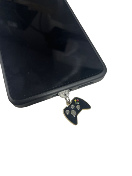 Protector De Pin De Carga De Celular Tipo C - Llavero Joystick Negro
