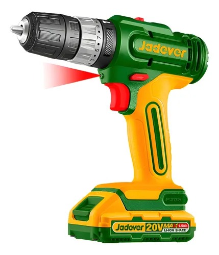 Jadever Set Taladro 20V 35Nm 2 Velocidades Luz Led 1500 Rpm + Batería 1.5Ah + Cargador - Jdcdp511-4