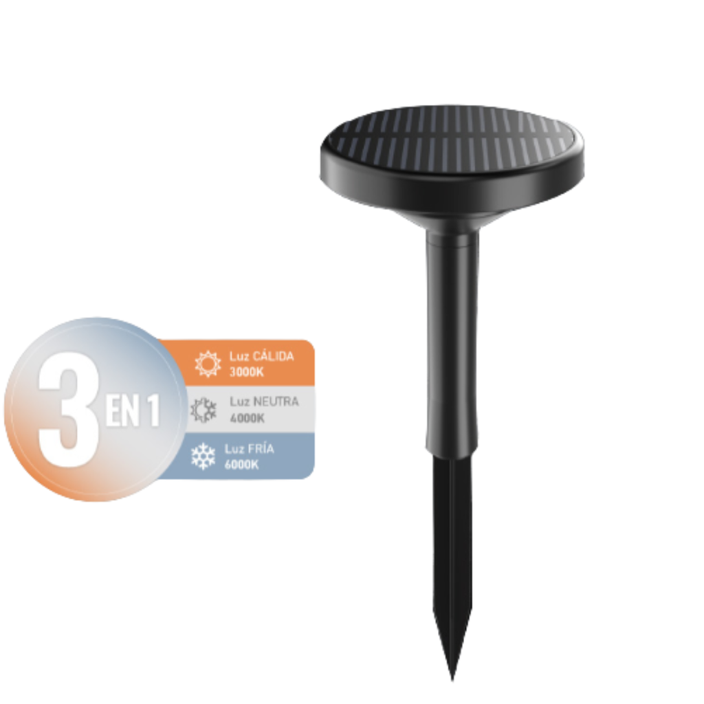 Trefi Estaca Solar 3 Intensidades 1.5W Exterior Ip65 Abs+Pc 150Lm Con Sensor Nocturno Autonomía 6-12Hs